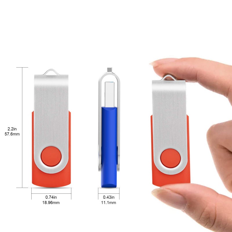 KOOTION 5 Pack 32GB USB 3.0 Flash Drives Swivel USB Stick Thumb Drives with High-Speed Transfer(Colors: Black, Blue, Green, Purple, Red) - Image 5